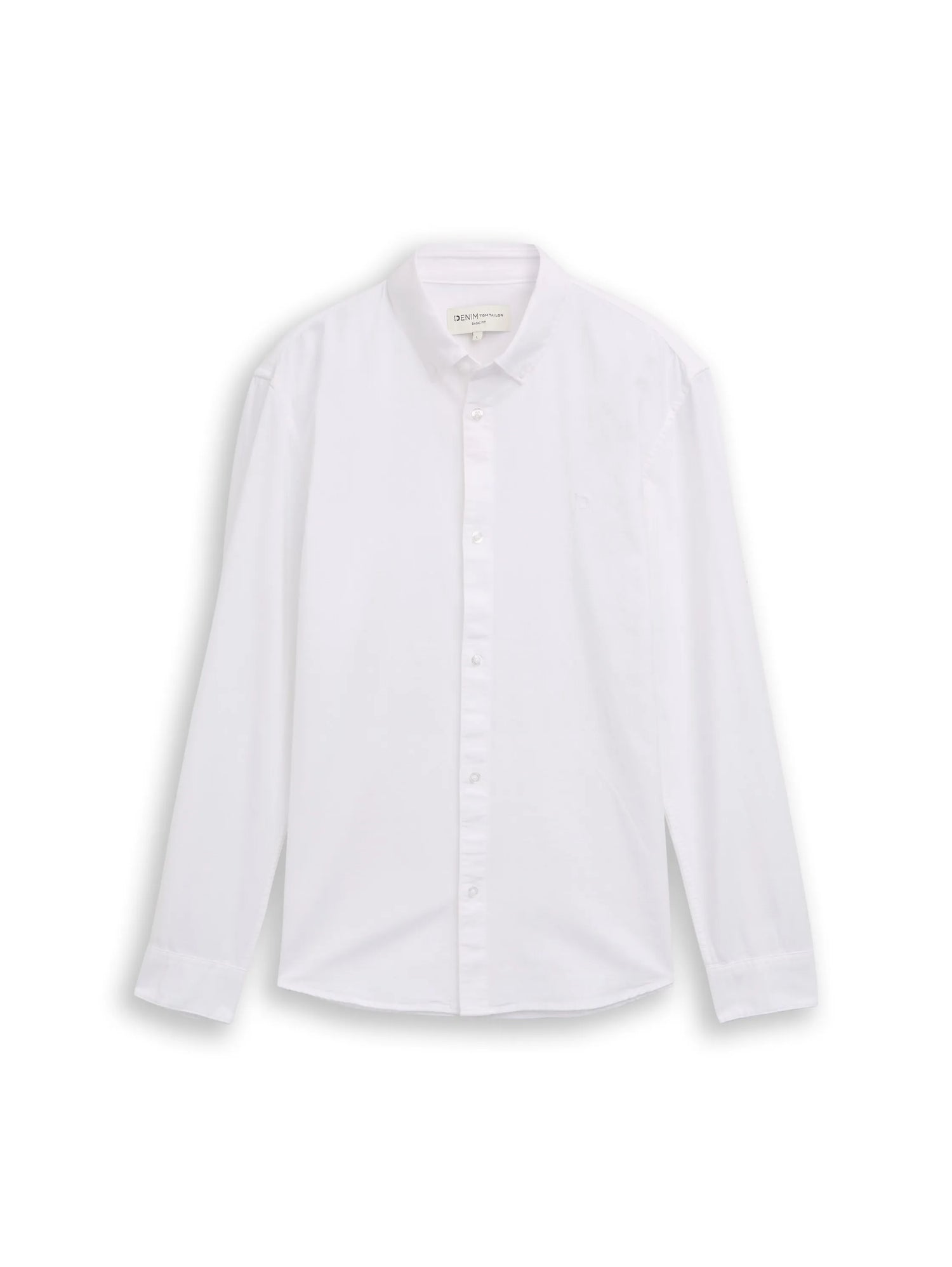 Denim Tom Tailor White Men Oxford Shirt with Logo Embroidery SKU: 1049661_20000 Image 01