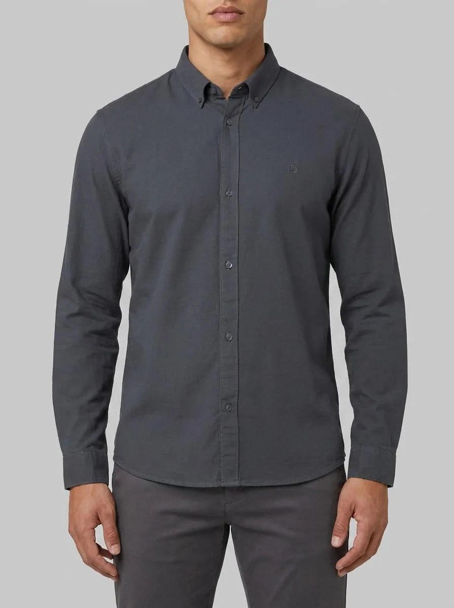 Denim Tom Tailor Urban Medium Grey Men Oxford Shirt with Logo Embroidery SKU: 1049661_21756 Image 00