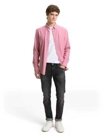 Denim Tom Tailor Baroque Rose Chambray Men Oxford Shirt with Logo Embroidery SKU: 1049661_39533 Image 01