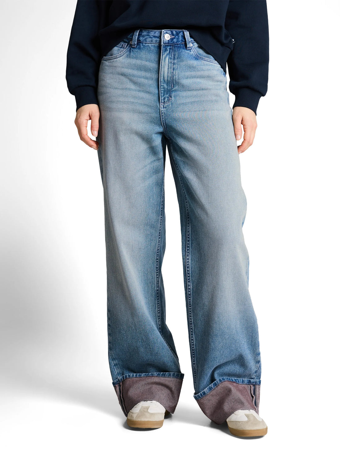 Denim Tom Tailor Light Stone Blue Denim Tint Women Ttlinou Wide Jeans with Turn-Ups SKU: 1049737_10148 Image 01