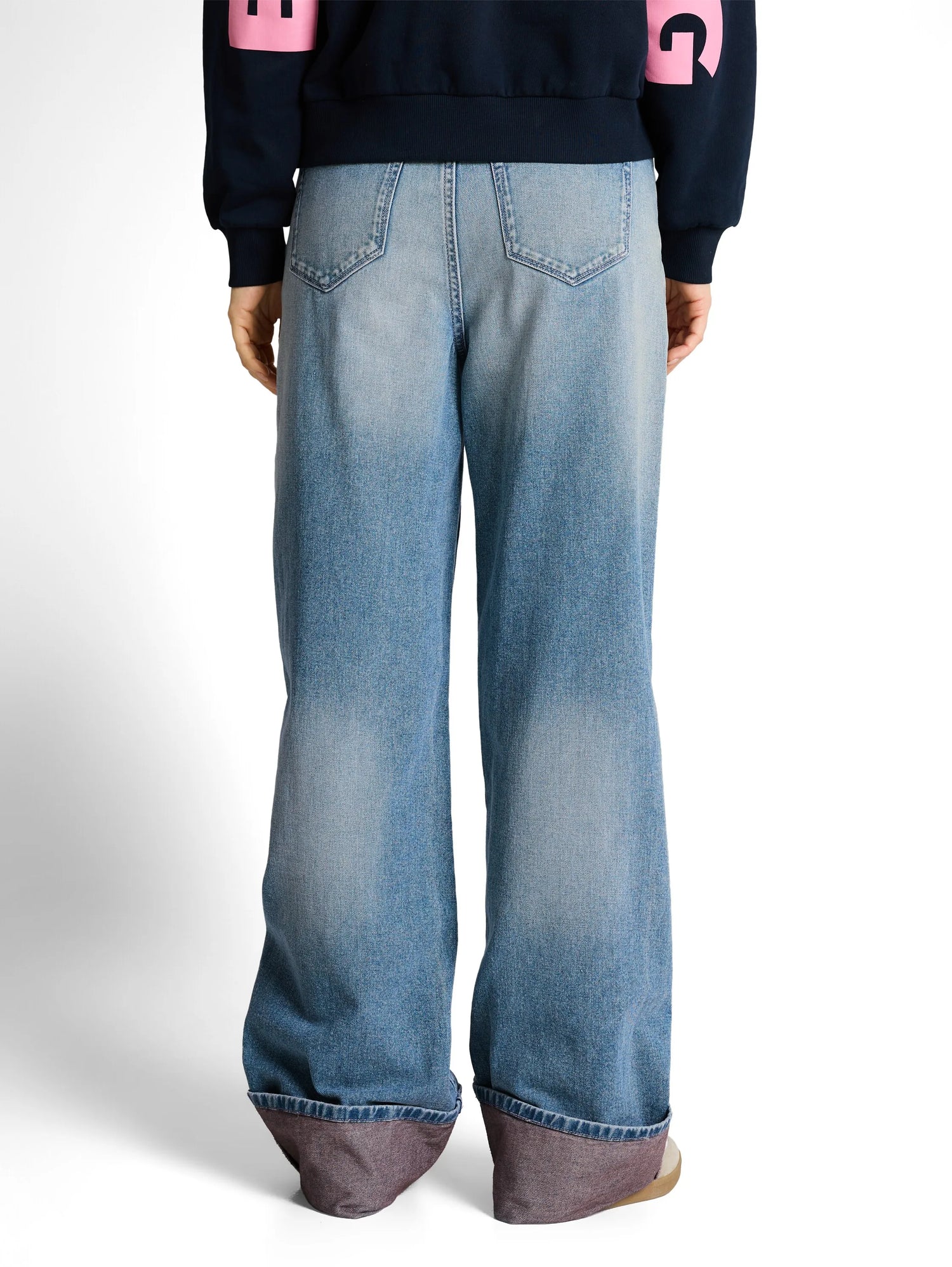 Denim Tom Tailor Light Stone Blue Denim Tint Women Ttlinou Wide Jeans with Turn-Ups SKU: 1049737_10148 Image 02