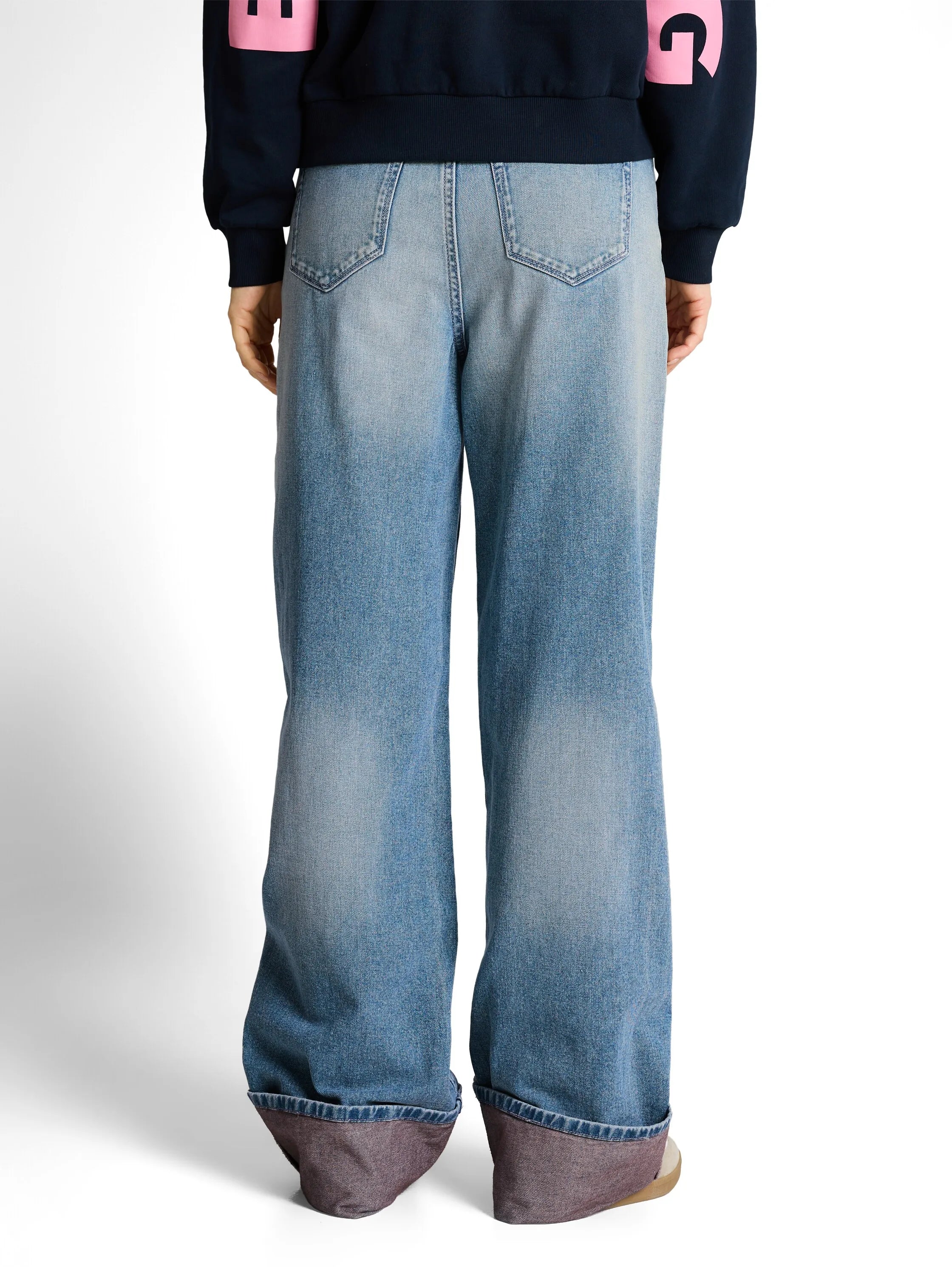 Denim Tom Tailor Light Stone Blue Denim Tint Women Ttlinou Wide Jeans with Turn-Ups SKU: 1049737_10148 Image 02