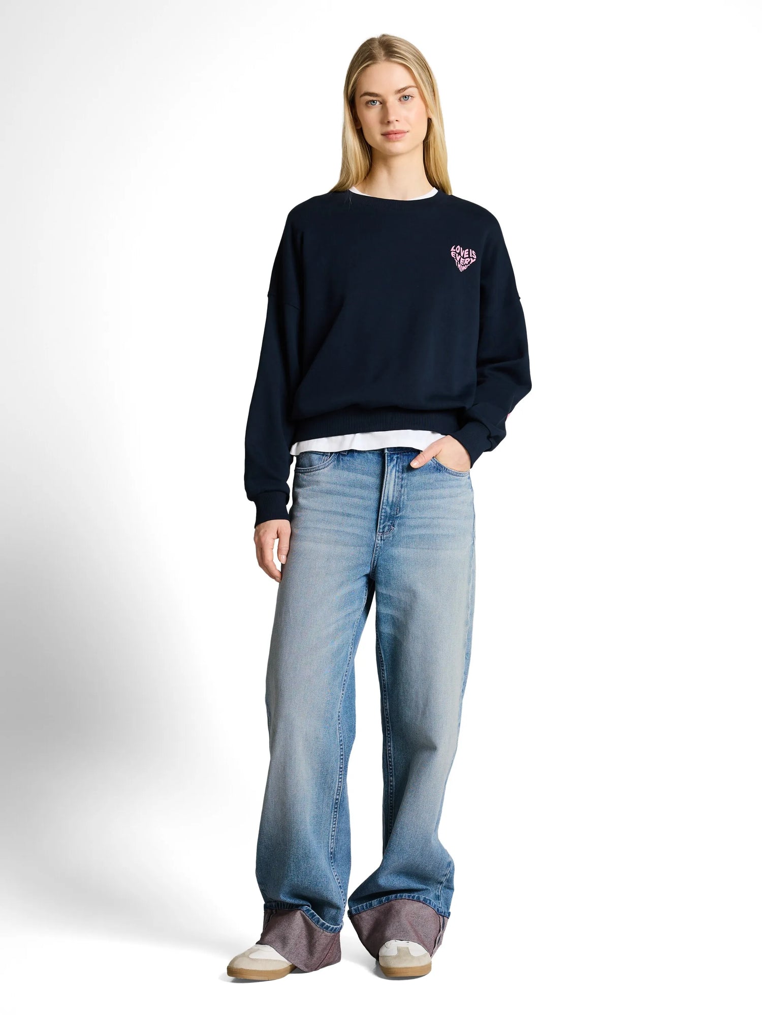 Denim Tom Tailor Light Stone Blue Denim Tint Women Ttlinou Wide Jeans with Turn-Ups SKU: 1049737_10148 Image 03