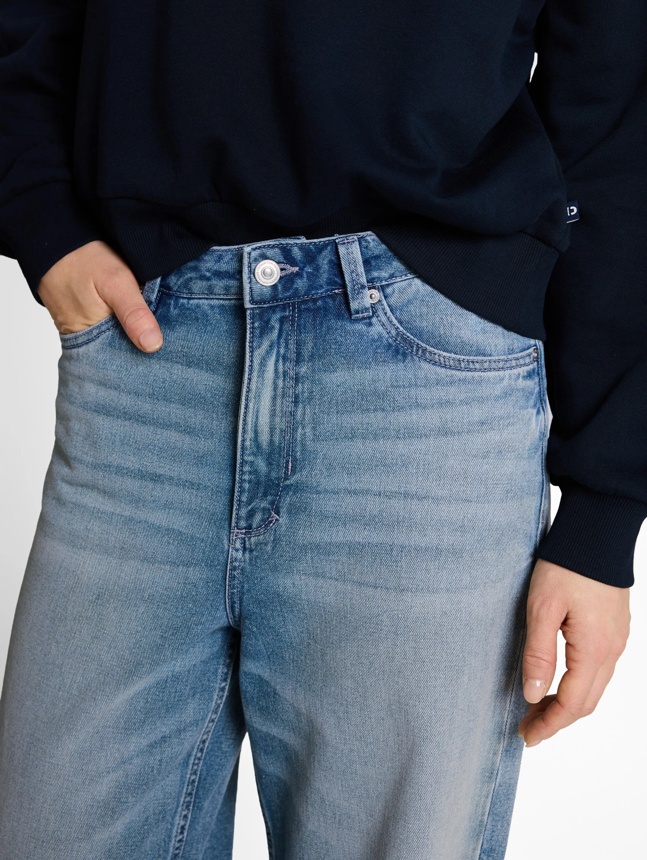 Denim Tom Tailor Light Stone Blue Denim Tint Women Ttlinou Wide Jeans with Turn-Ups SKU: 1049737_10148 Image 04