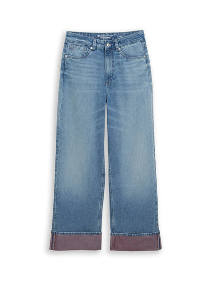 Denim Tom Tailor Light Stone Blue Denim Tint Women Ttlinou Wide Jeans with Turn-Ups SKU: 1049737_10148 Image 06