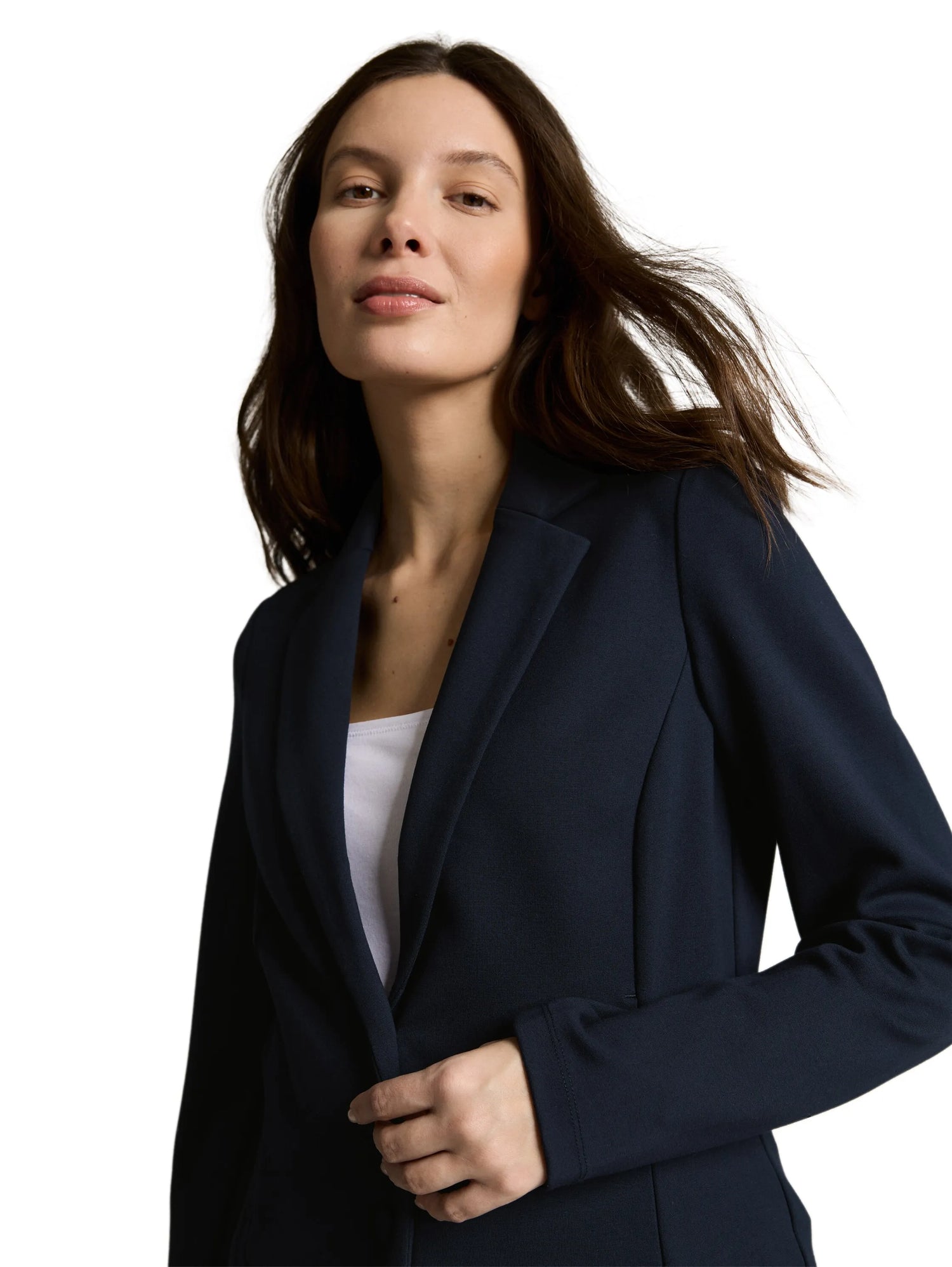 Tom Tailor Sky Captain Blue Women Slim Fit Blazer with Slit Pockets SKU: 1049772_10668 Image 03