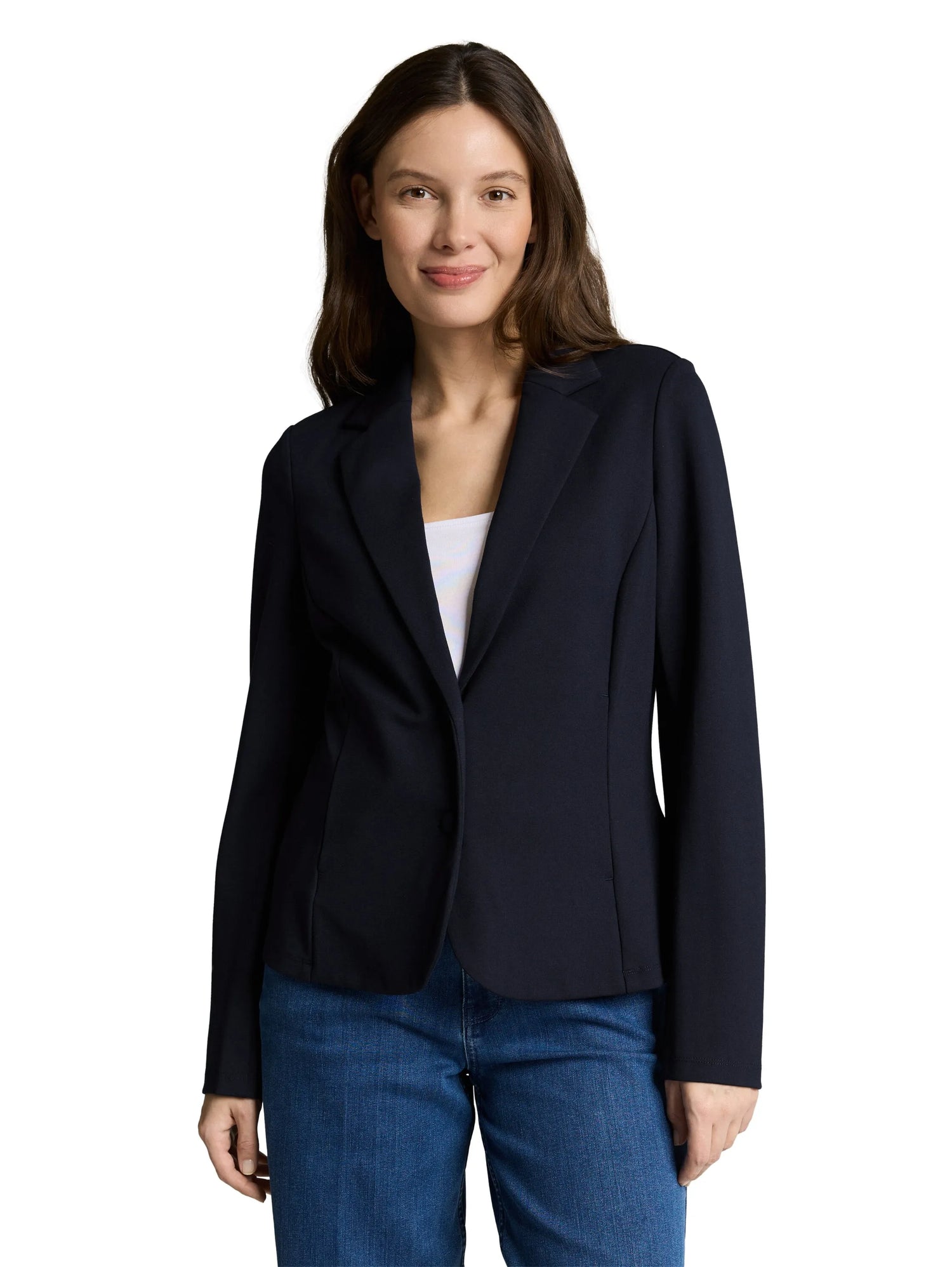 Tom Tailor Sky Captain Blue Women Slim Fit Blazer with Slit Pockets SKU: 1049772_10668 Image 04