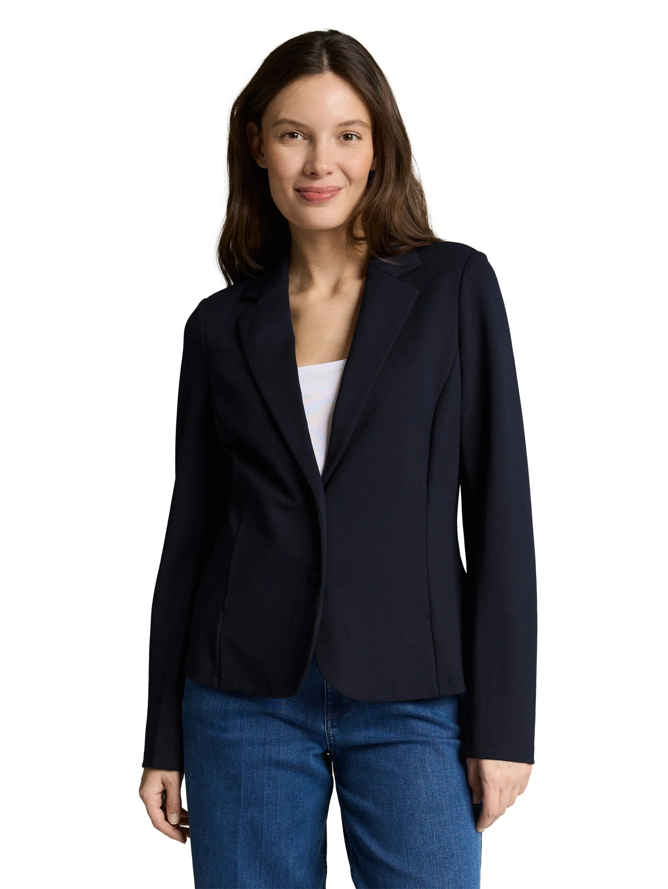 Tom Tailor Sky Captain Blue Women Slim Fit Blazer with Slit Pockets SKU: 1049772_10668 Image 04