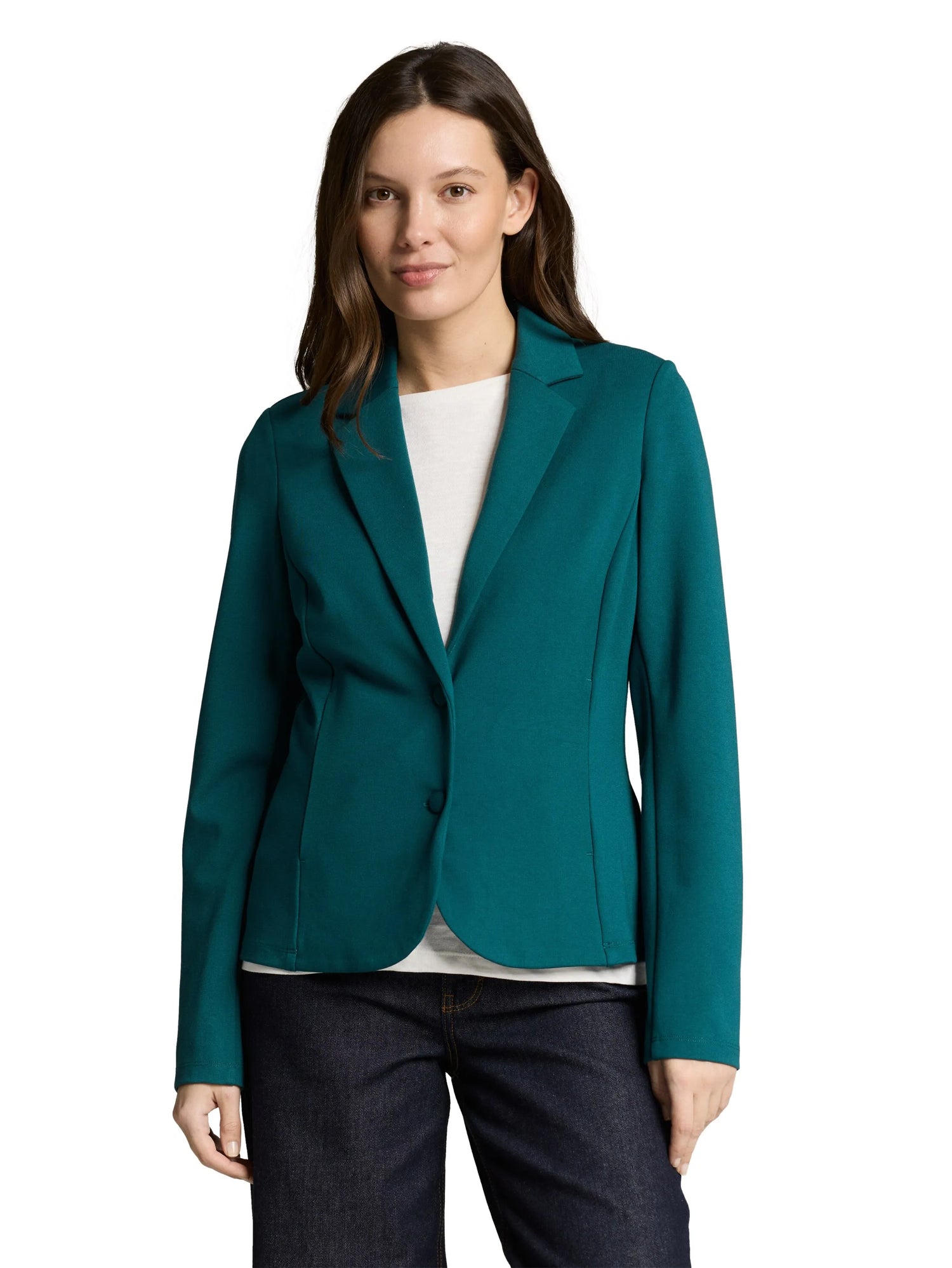 Tom Tailor Deep Meadow Green Women Slim Fit Blazer with Slit Pockets SKU: 1049772_12818 Image 03
