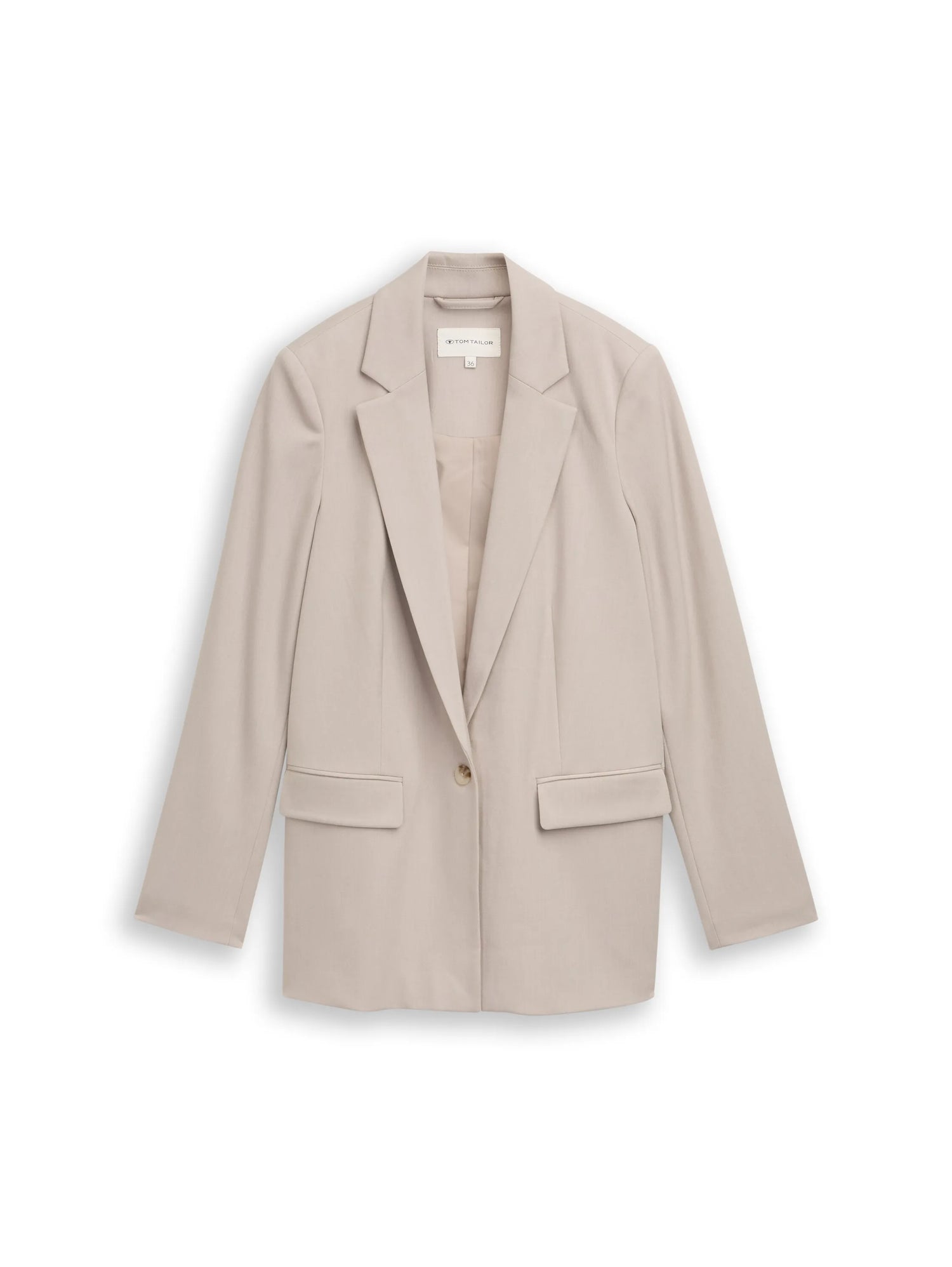 Tom Tailor Soft Taupe Grey Melange Women Loose Fit Blazer SKU: 1049774_39348 Image 01