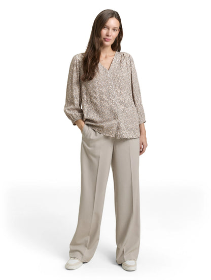Tom Tailor Soft Taupe Geometric Minimal Women Viscose Blouse SKU: 1049794_39729 Image 01