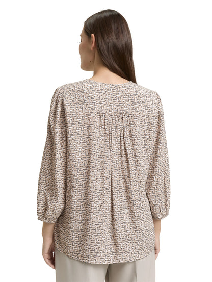 Tom Tailor Soft Taupe Geometric Minimal Women Viscose Blouse SKU: 1049794_39729 Image 02