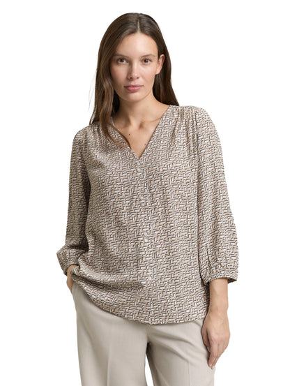 Tom Tailor Soft Taupe Geometric Minimal Women Viscose Blouse SKU: 1049794_39729 Image 04