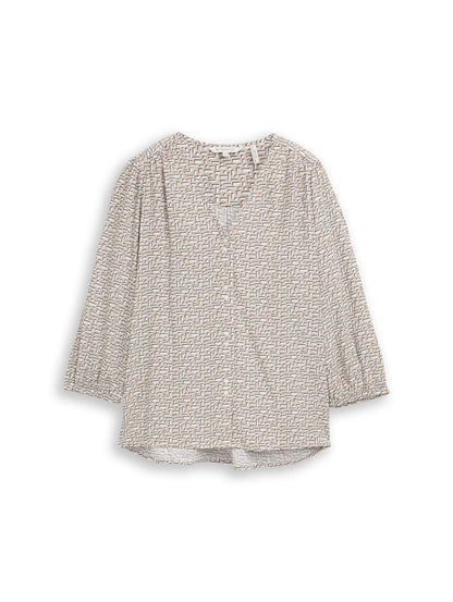 Tom Tailor Soft Taupe Geometric Minimal Women Viscose Blouse SKU: 1049794_39729 Image 06