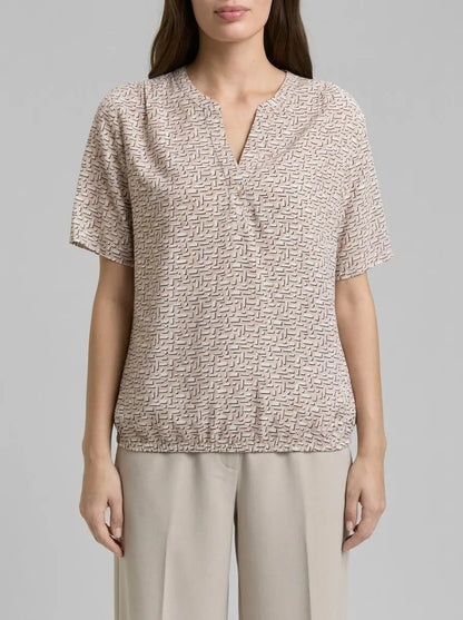 Tom Tailor Soft Taupe Geometric Minimal Women Patterned Blouse SKU: 1049796_39729 Image 00