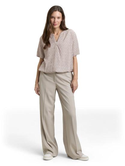 Tom Tailor Soft Taupe Geometric Minimal Women Patterned Blouse SKU: 1049796_39729 Image 01