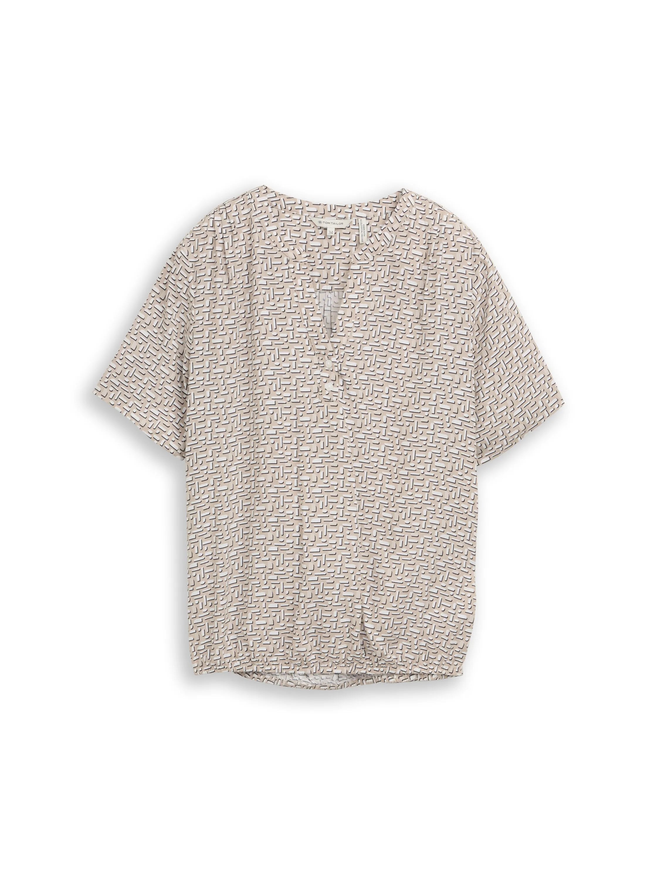 Tom Tailor Soft Taupe Geometric Minimal Women Patterned Blouse SKU: 1049796_39729 Image 06