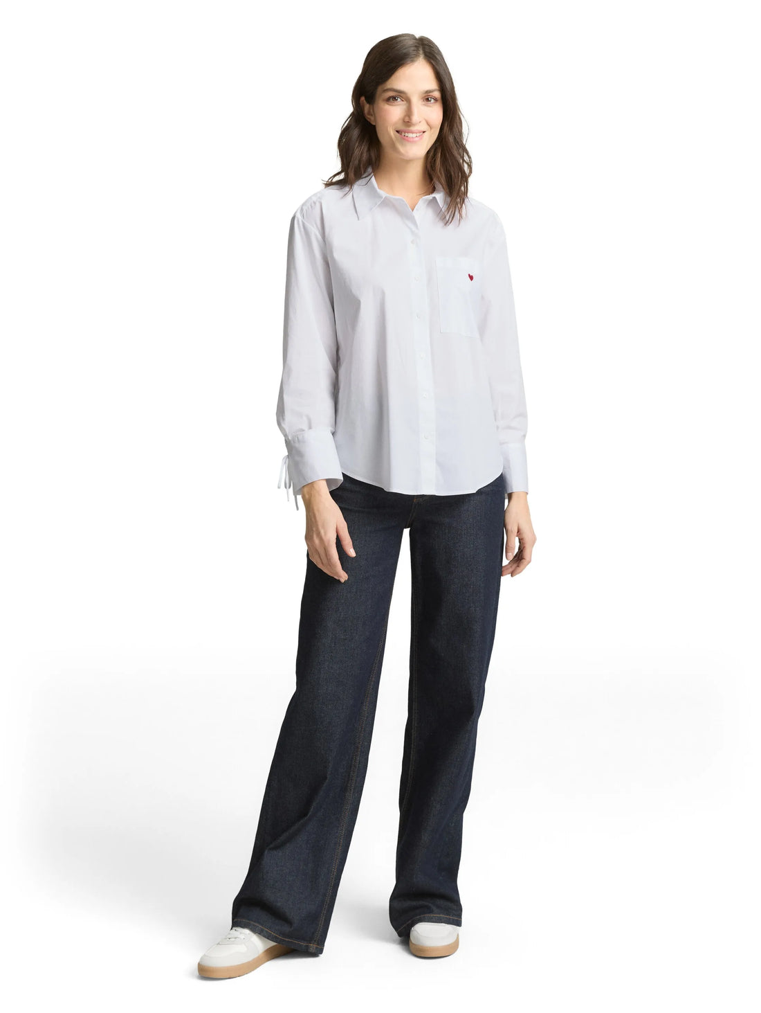 Tom Tailor White Women Oversized Shirt Blouse with Heart Embroidery SKU: 1049800_20000 Image 01