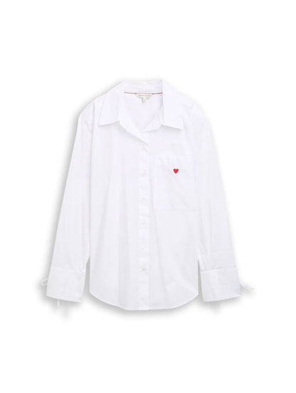 Tom Tailor White Women Oversized Shirt Blouse with Heart Embroidery SKU: 1049800_20000 Image 06