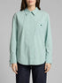 Tom Tailor Blue Haze Irregular Stripe Women Oversized Shirt Blouse with Heart Embroidery SKU: 1049800_39937 Image 00