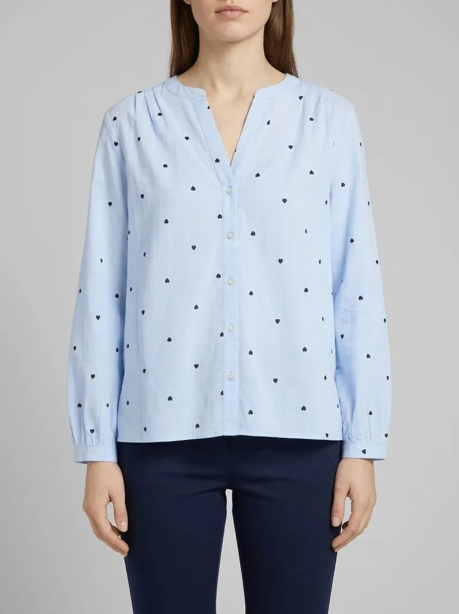 Tom Tailor Blue Heart Design Women Blouse with Heart Embroidery SKU: 1049804_39940 Image 00