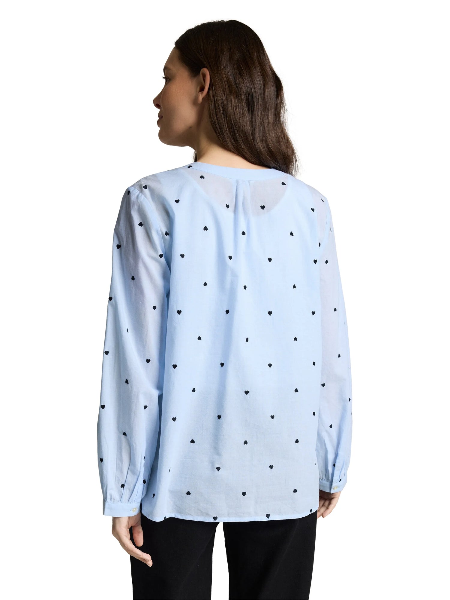 Tom Tailor Blue Heart Design Women Blouse with Heart Embroidery SKU: 1049804_39940 Image 02