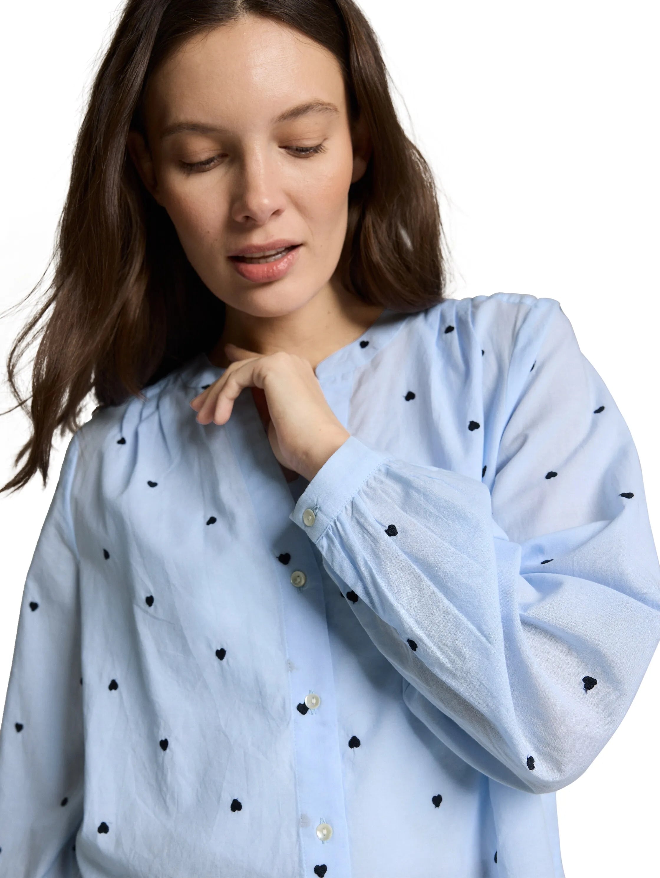 Tom Tailor Blue Heart Design Women Blouse with Heart Embroidery SKU: 1049804_39940 Image 03