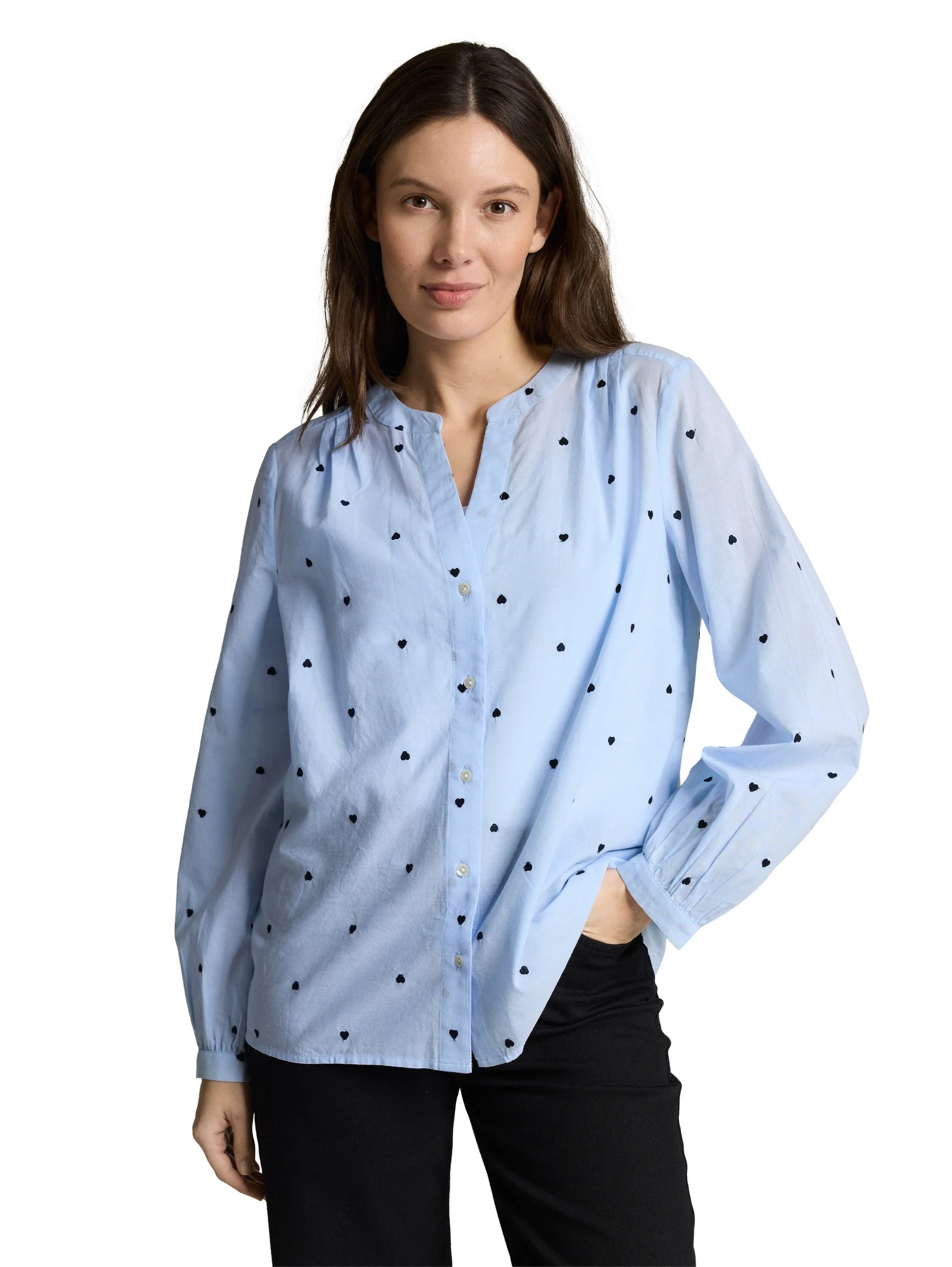 Tom Tailor Blue Heart Design Women Blouse with Heart Embroidery SKU: 1049804_39940 Image 04