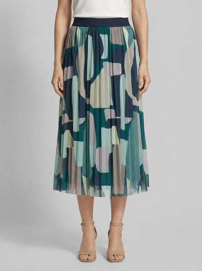 Tom Tailor Abstract Stripe Print Women Midi Mesh Skirt with Pattern SKU: 1049836_39722 Image 00