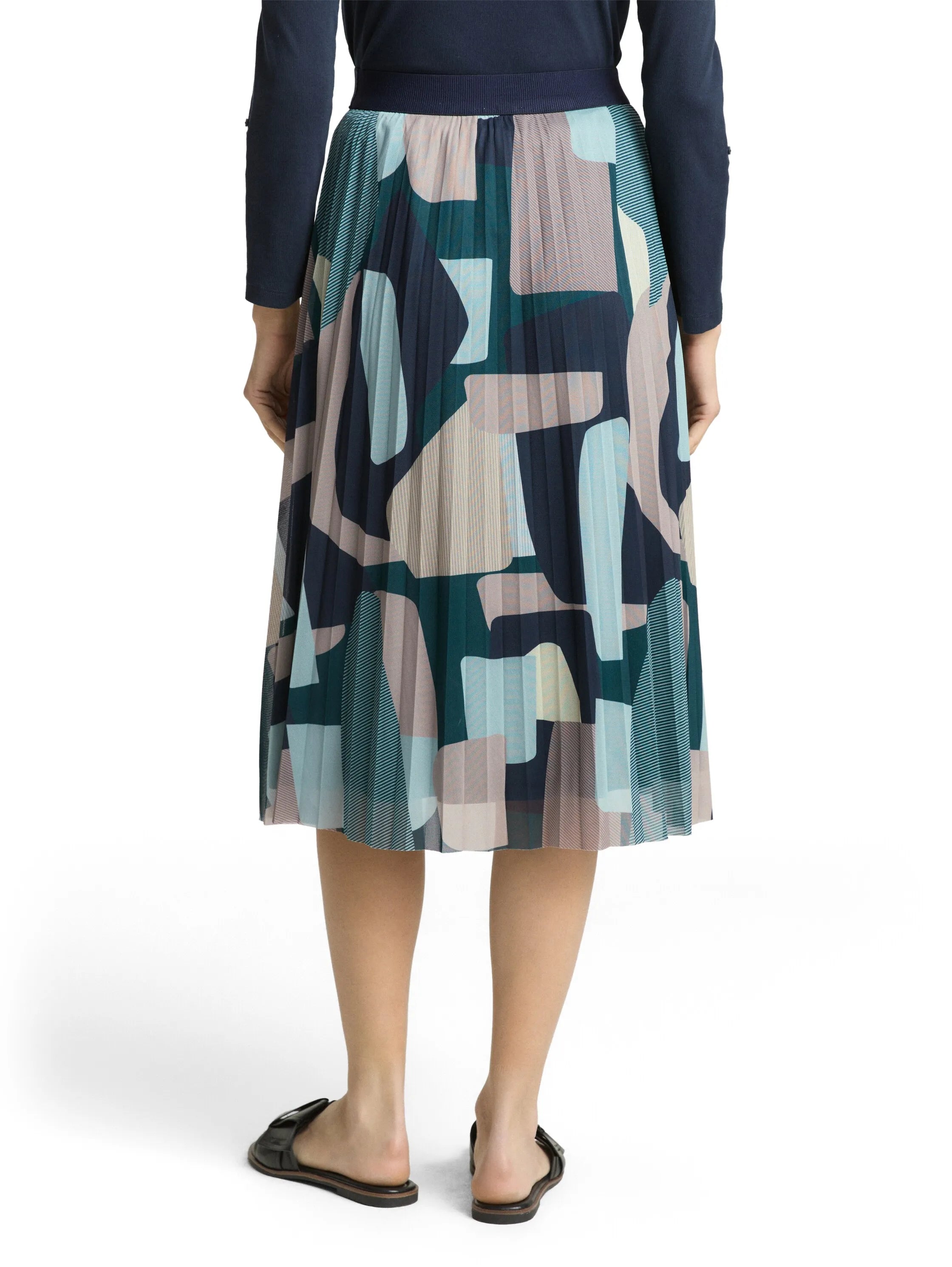 Tom Tailor Abstract Stripe Print Women Midi Mesh Skirt with Pattern SKU: 1049836_39722 Image 02