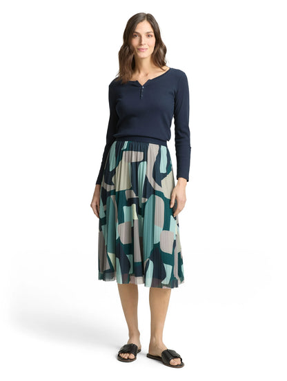 Tom Tailor Abstract Stripe Print Women Midi Mesh Skirt with Pattern SKU: 1049836_39722 Image 03