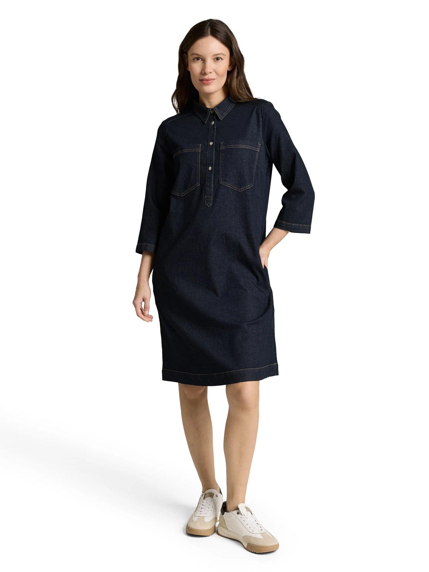 Tom Tailor Deep Blue Denim Women Denim Dress with Breast Pockets SKU: 1049855_38644 Image 03