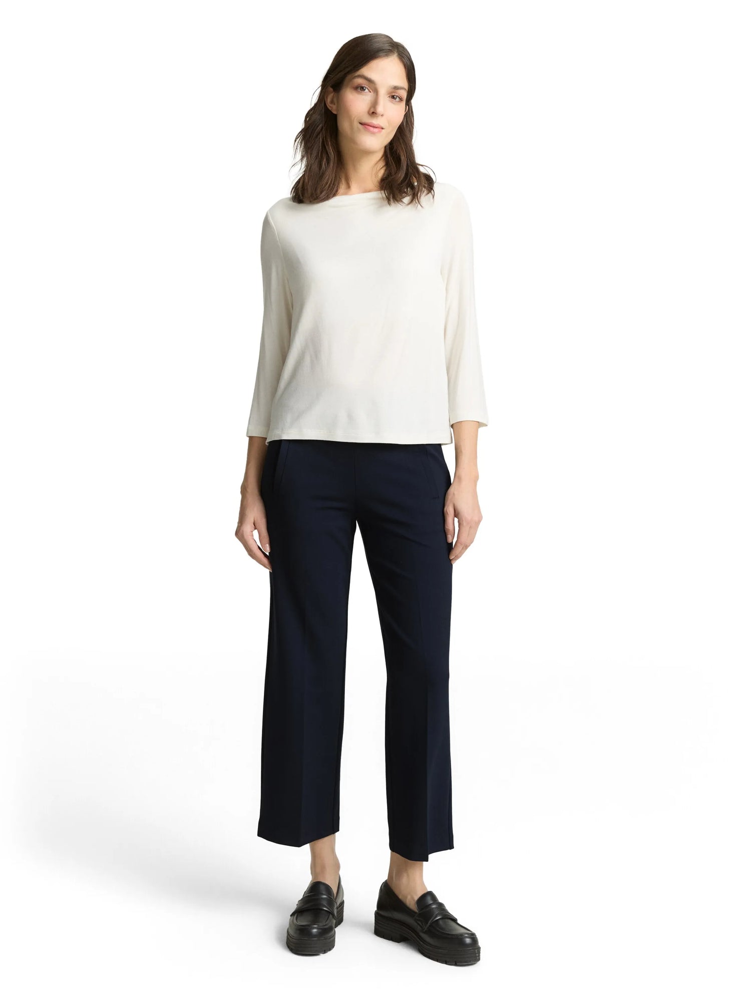 Tom Tailor Sky Captain Blue Women Ttmia Straight Cropped Trousers SKU: 1049981_10668 Image 03