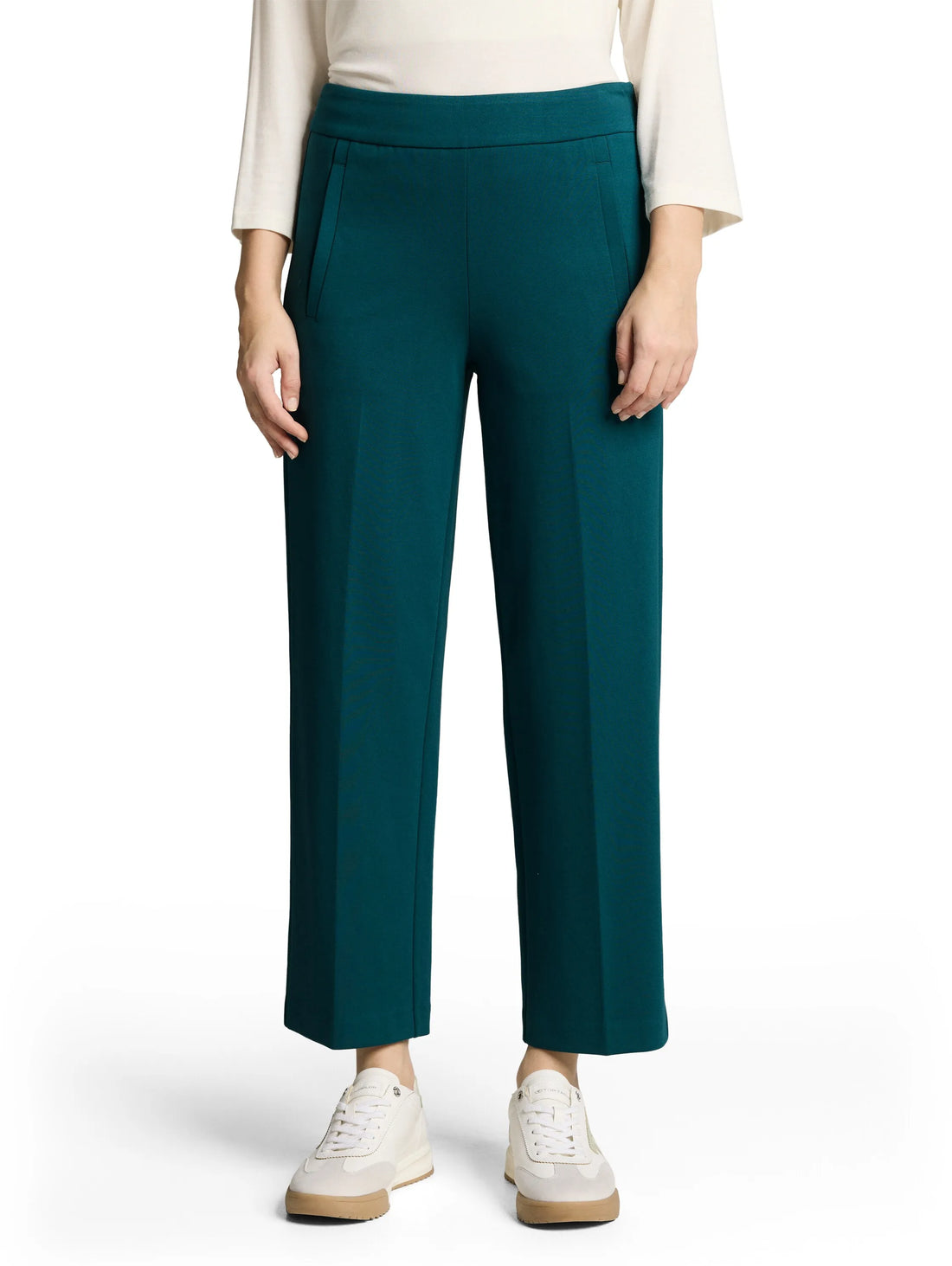 Tom Tailor Deep Meadow Green Women Ttmia Straight Cropped Trousers SKU: 1049981_12818 Image 01