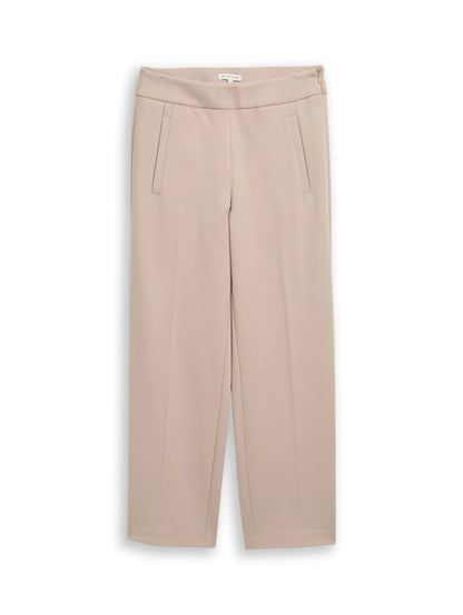 Tom Tailor Soft Taupe Grey Women Ttmia Straight Cropped Trousers SKU: 1049981_32208 Image 01