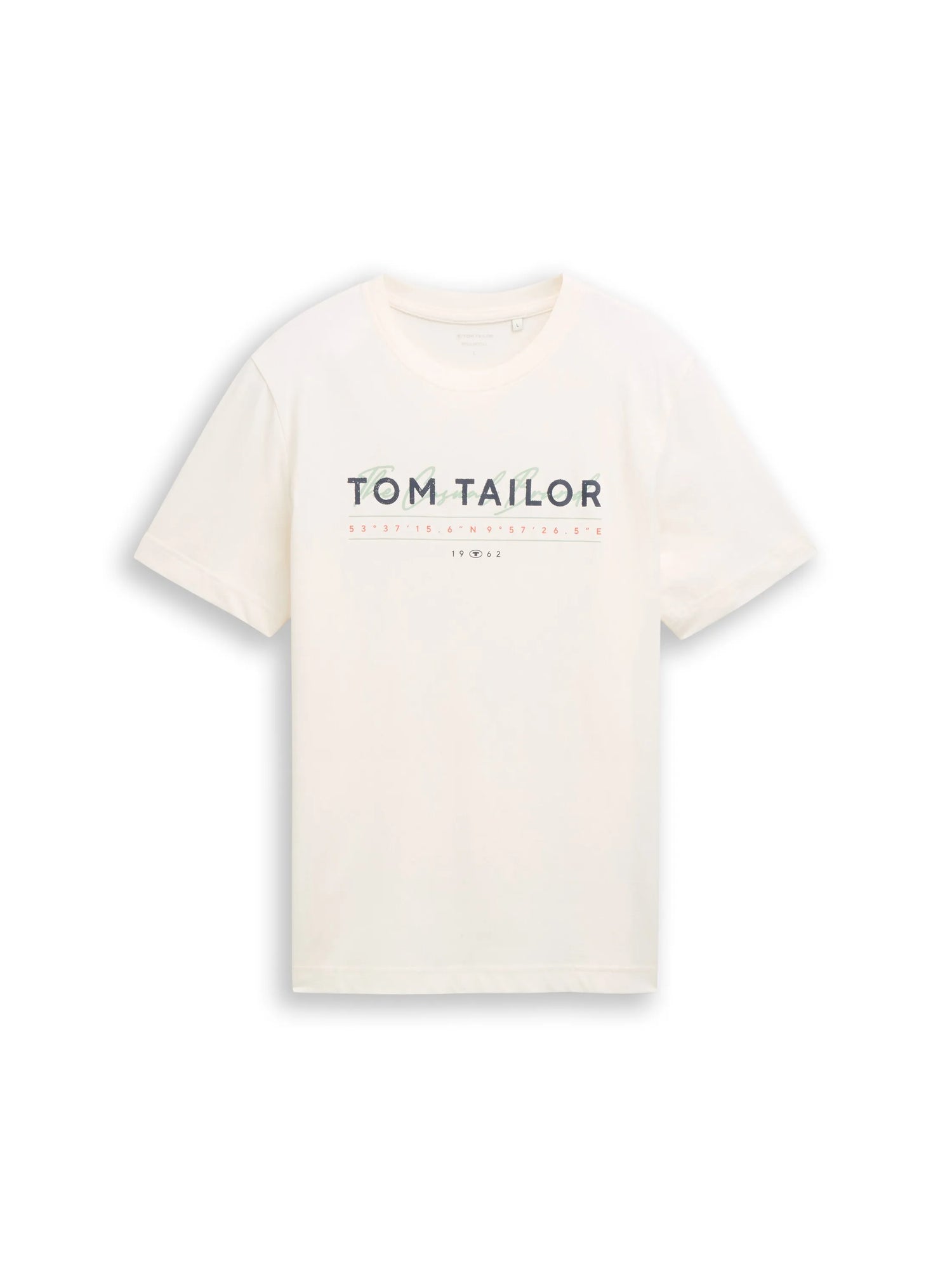 Tom Tailor Gardenia White Men T-Shirt with Logo Print SKU: 1050136_10348 Image 06