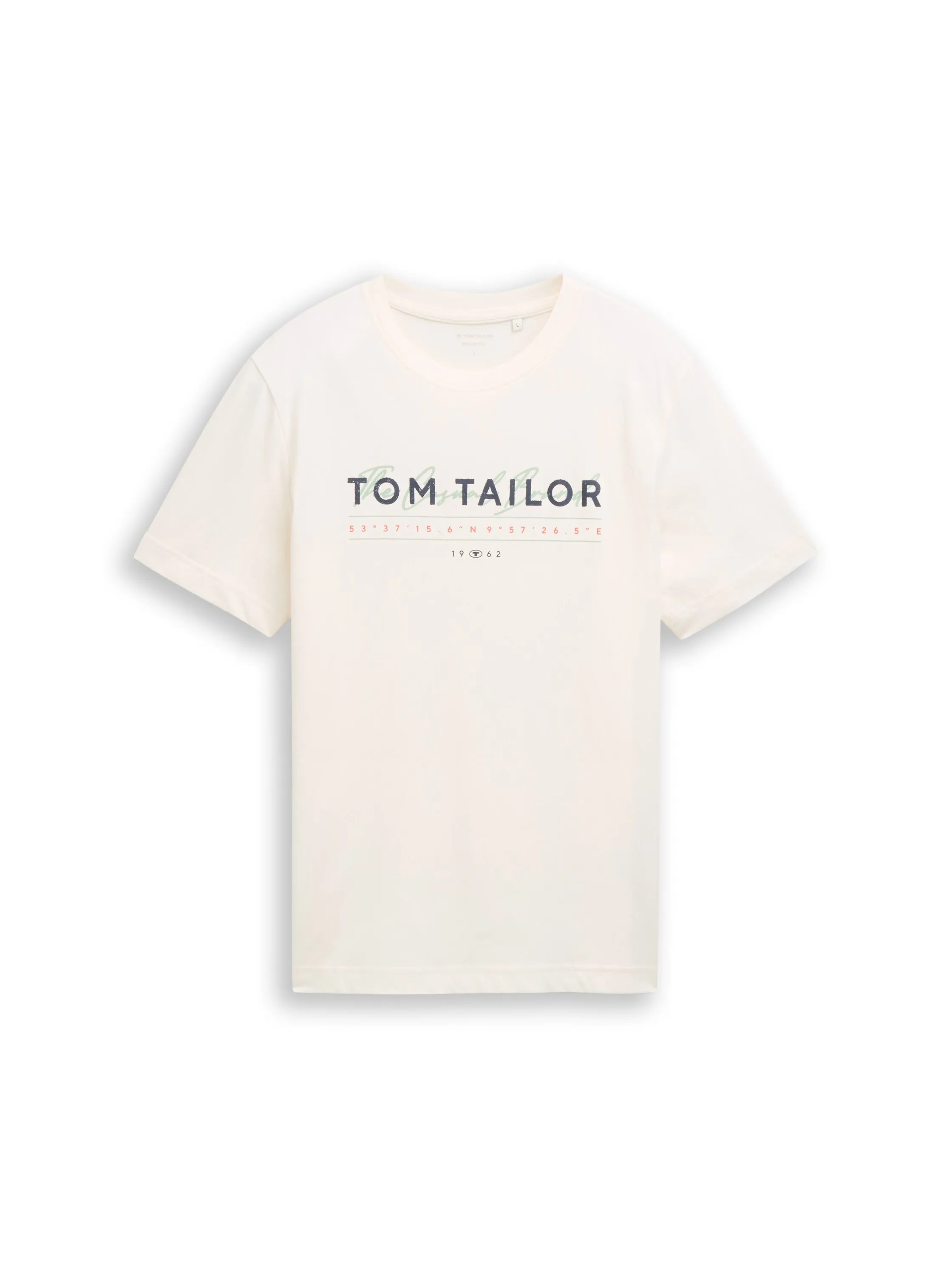 Tom Tailor Gardenia White Men T-Shirt with Logo Print SKU: 1050136_10348 Image 06