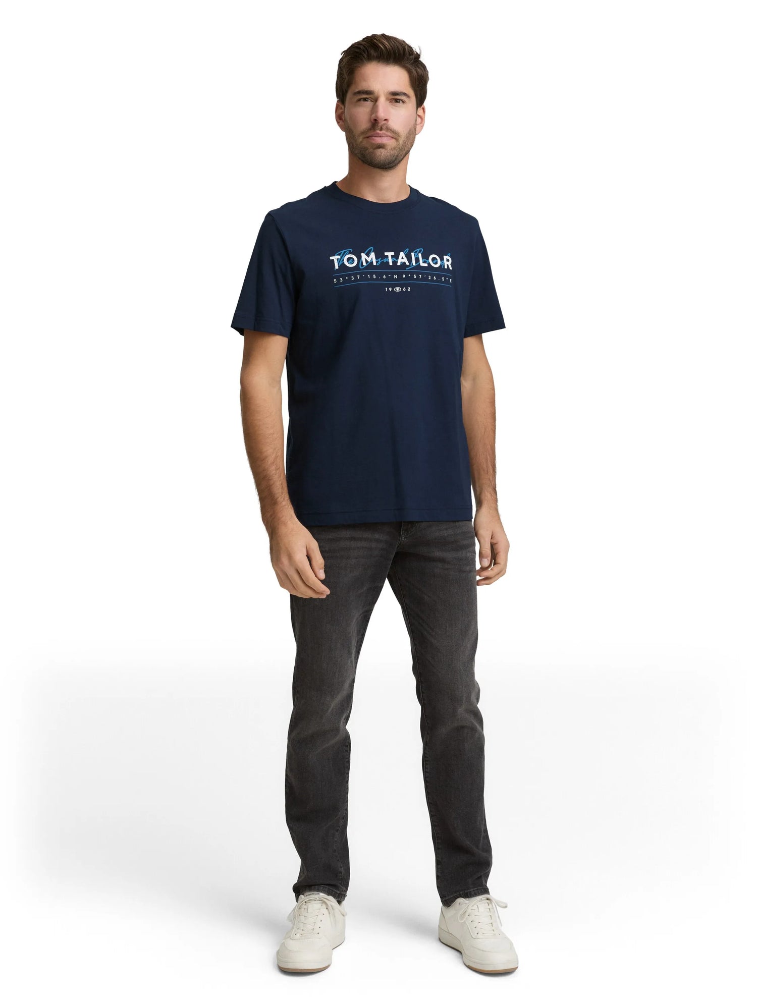 Tom Tailor Sky Captain Blue Men T-Shirt with Logo Print SKU: 1050136_10668 Image 01
