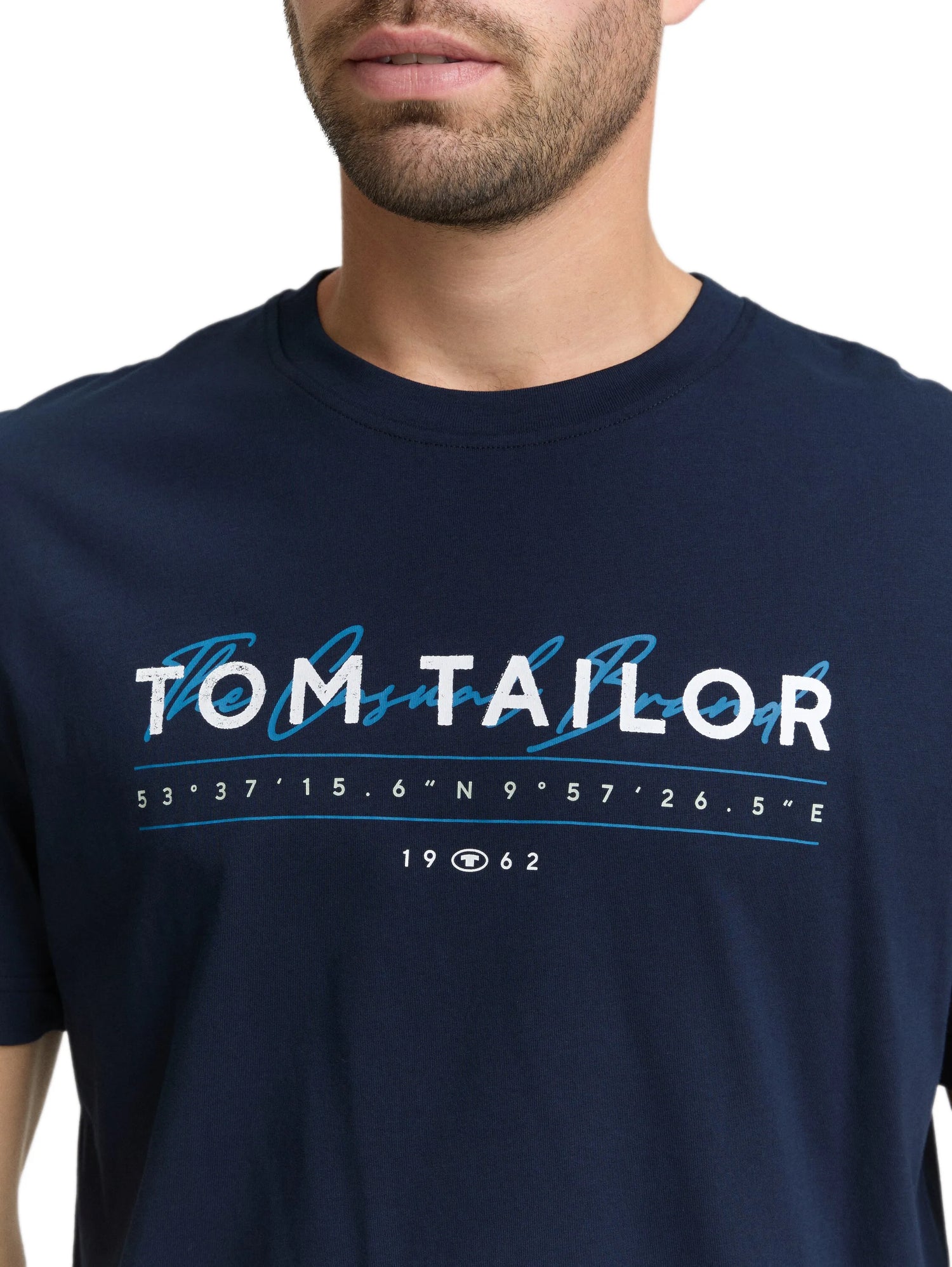 Tom Tailor Sky Captain Blue Men T-Shirt with Logo Print SKU: 1050136_10668 Image 04