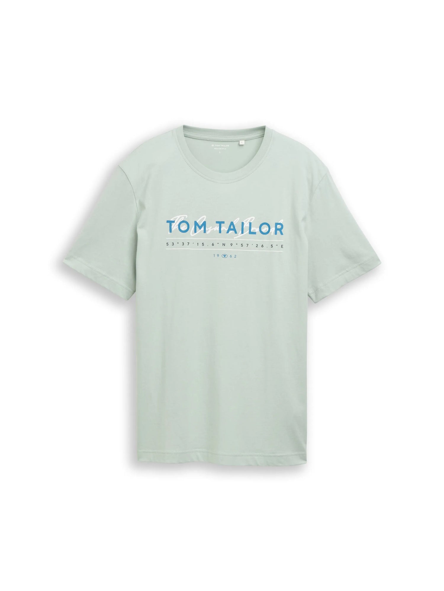 Tom Tailor Soft Greyish Green Men T-Shirt with Logo Print SKU: 1050136_12792 Image 06