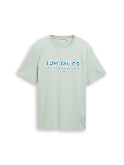 Tom Tailor Soft Greyish Green Men T-Shirt with Logo Print SKU: 1050136_12792 Image 06