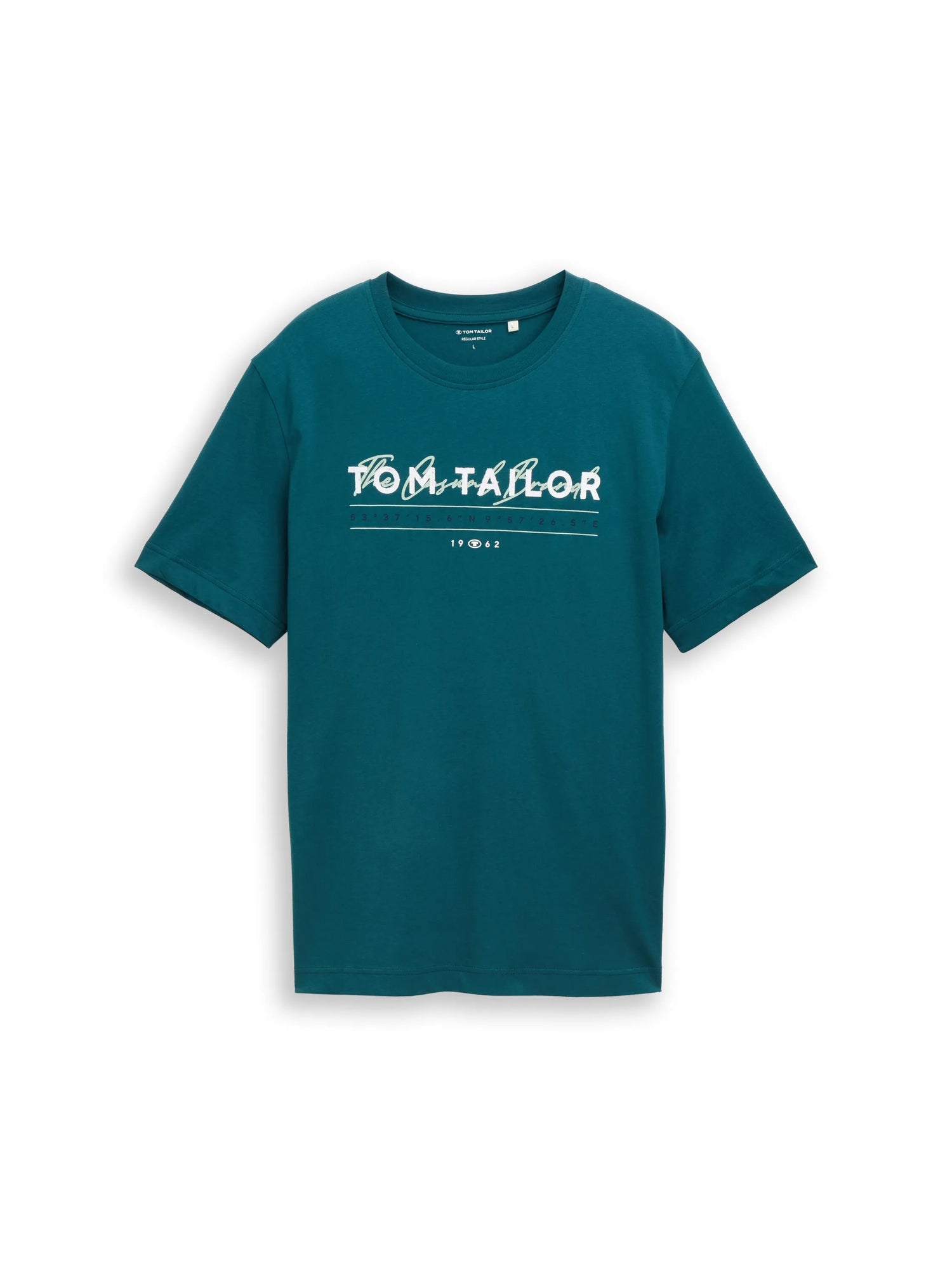Tom Tailor Deep Meadow Green Men T-Shirt with Logo Print SKU: 1050136_12818 Image 06