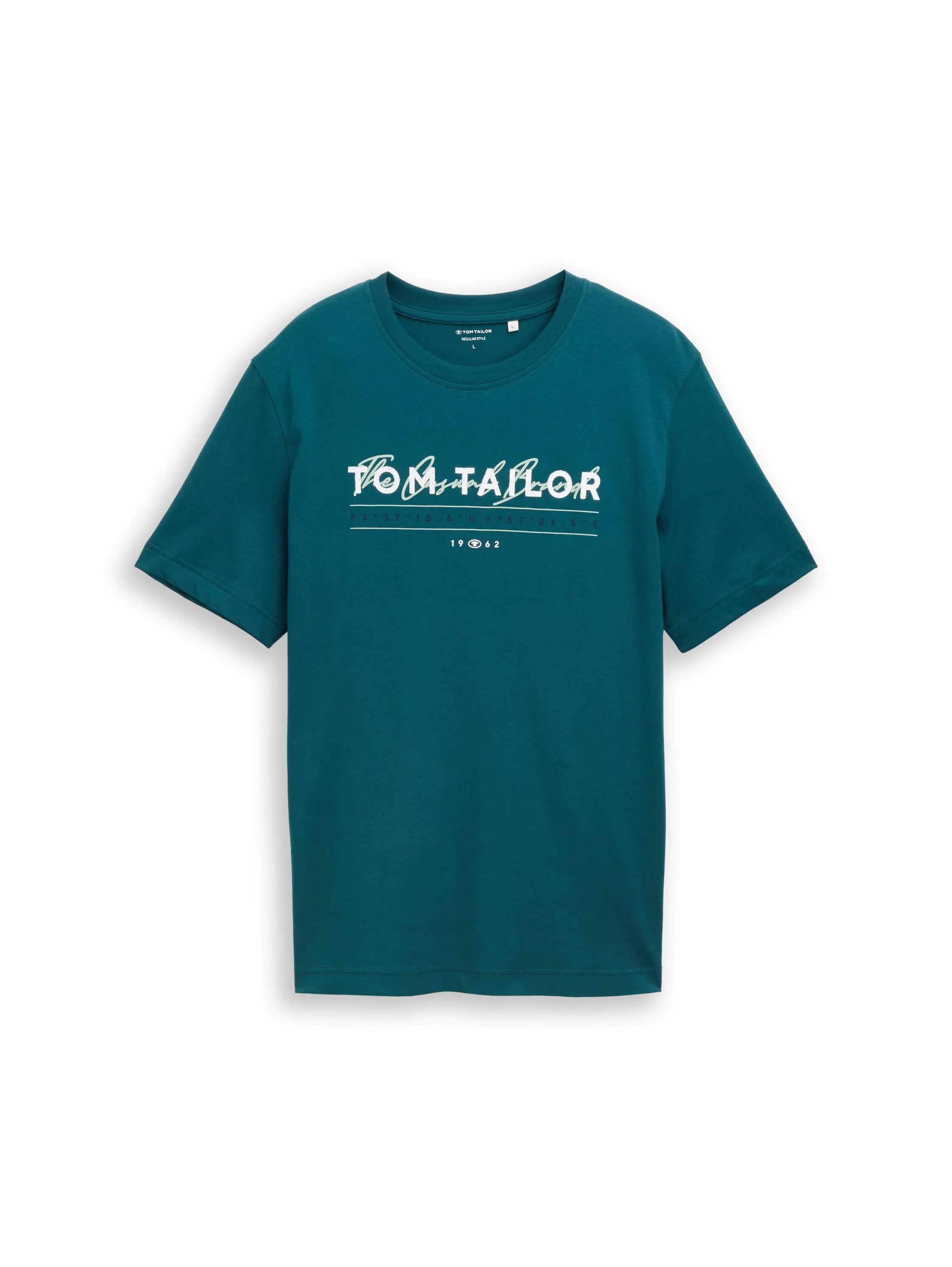 Tom Tailor Deep Meadow Green Men T-Shirt with Logo Print SKU: 1050136_12818 Image 06