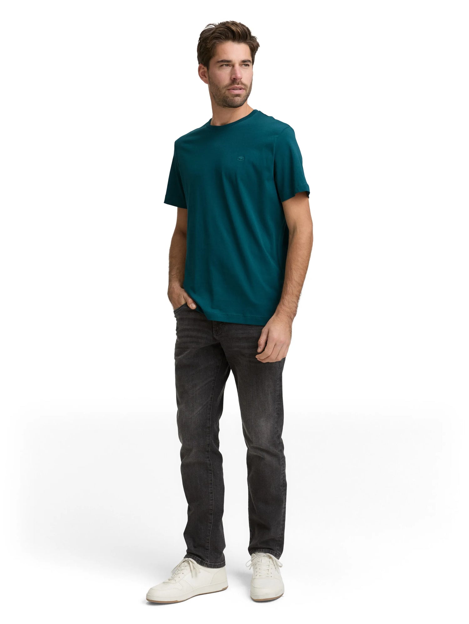 Tom Tailor Deep Meadow Green Men T-Shirt with Embroidered Logo SKU: 1050139_12818 Image 01