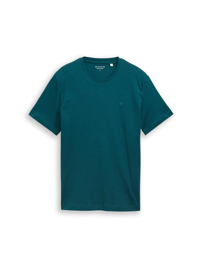 Tom Tailor Deep Meadow Green Men T-Shirt with Embroidered Logo SKU: 1050139_12818 Image 06