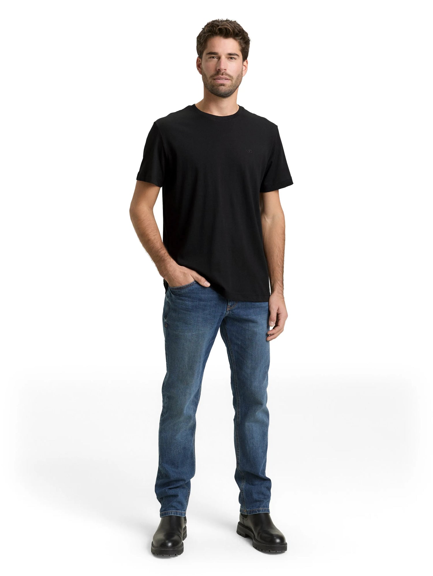 Tom Tailor Black Men T-Shirt with Embroidered Logo SKU: 1050139_29999 Image 01