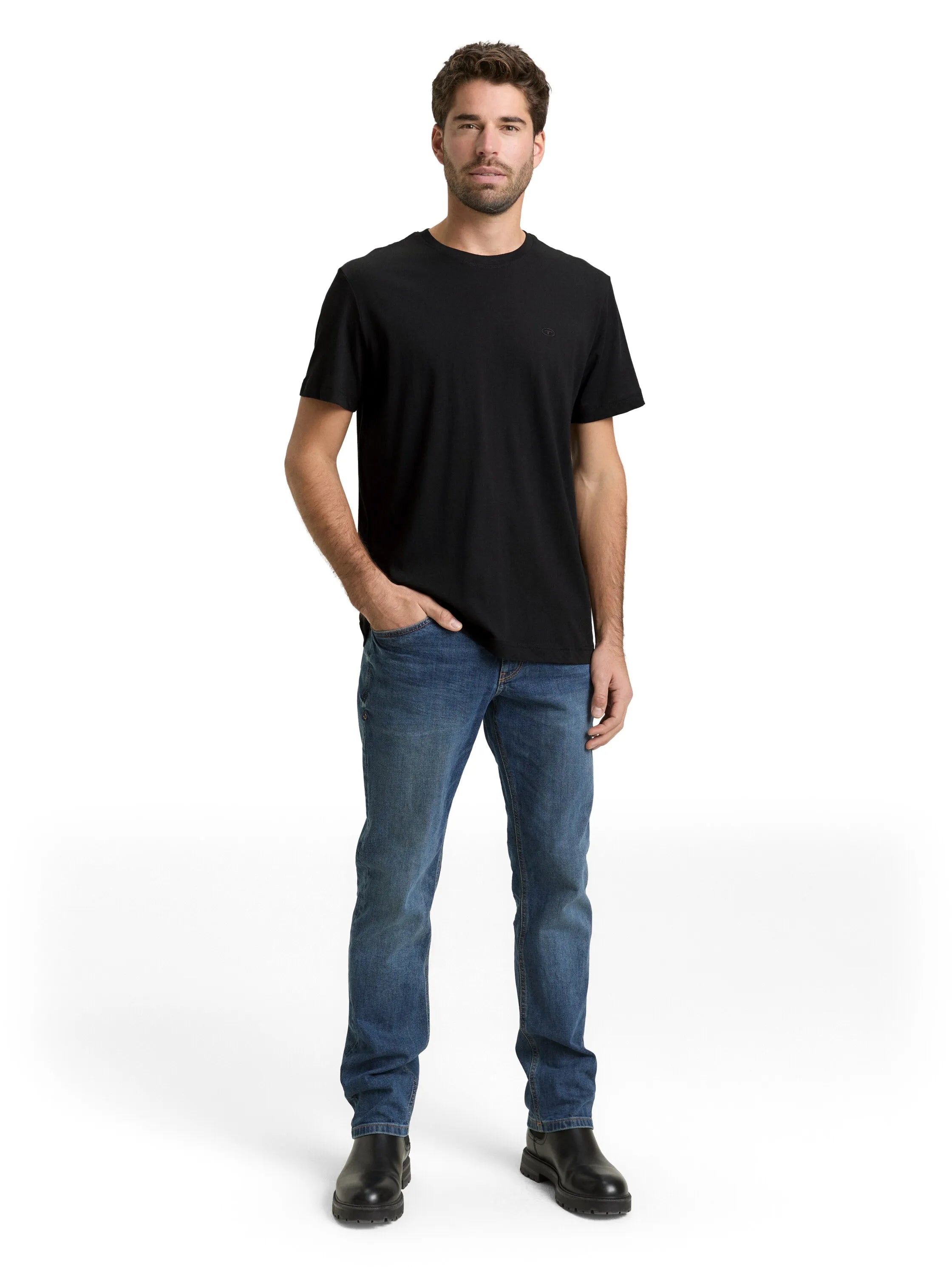 Tom Tailor Black Men T-Shirt with Embroidered Logo SKU: 1050139_29999 Image 01