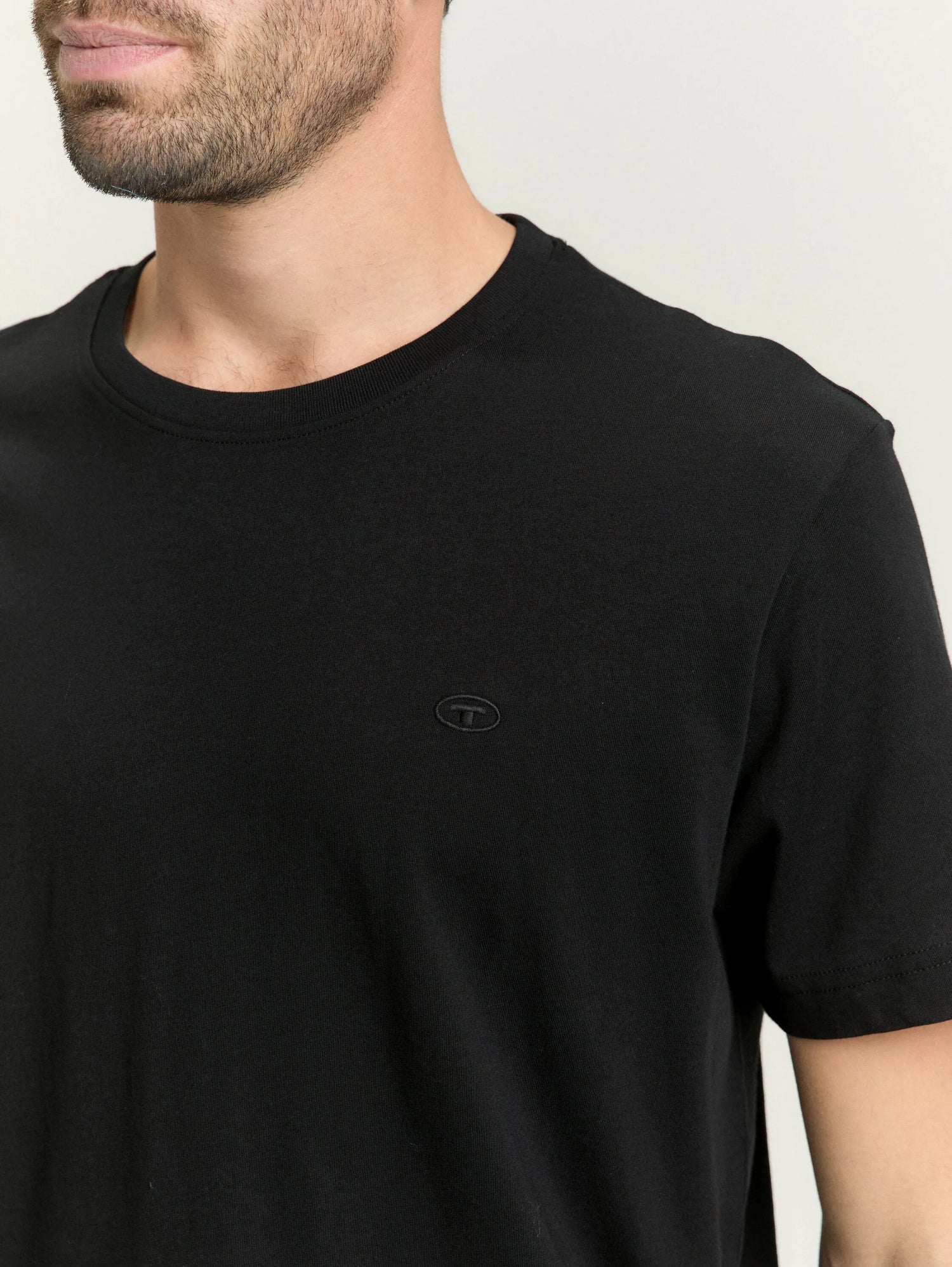 Tom Tailor Black Men T-Shirt with Embroidered Logo SKU: 1050139_29999 Image 03