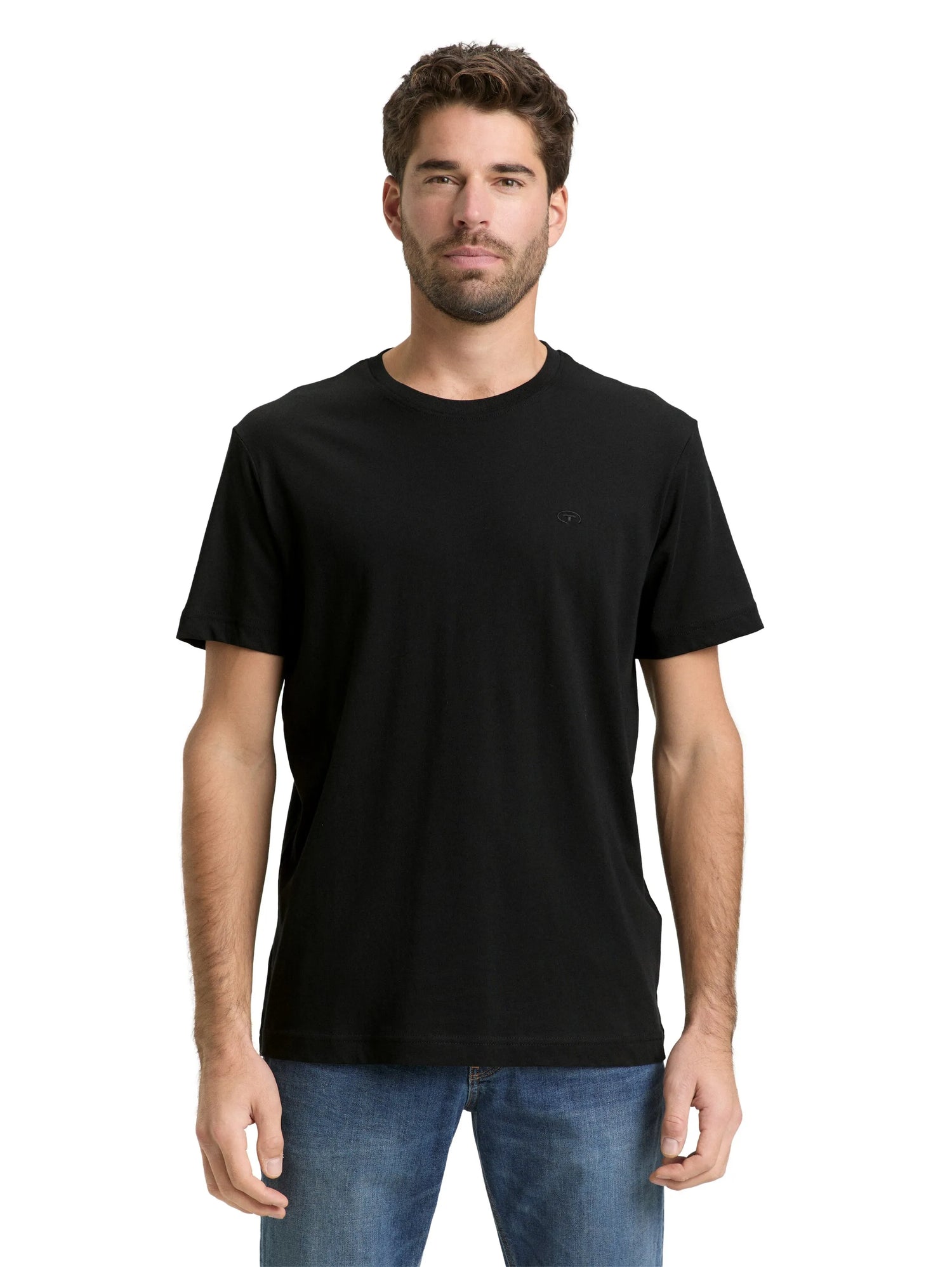 Tom Tailor Black Men T-Shirt with Embroidered Logo SKU: 1050139_29999 Image 04