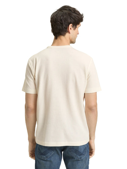 Tom Tailor Gardenia White Men T-Shirt with Waffle Texture SKU: 1050142_10348 Image 02